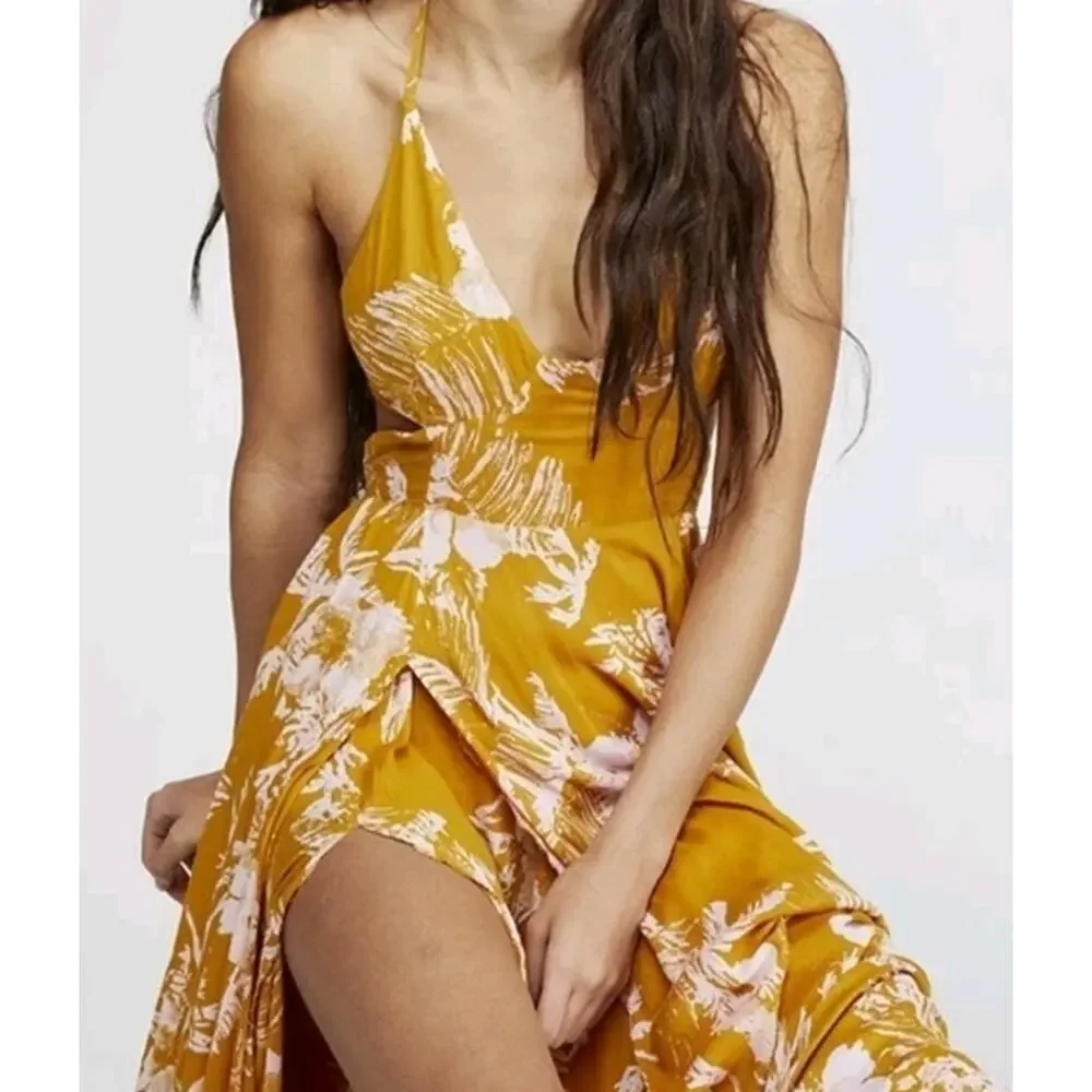 Sleeveless Floral Yellow Summer Maxi Dress - Picture 6 of 12